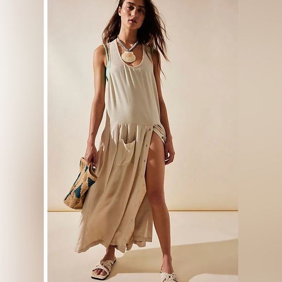 NWT free people loose whimsical flowy runaway with me dress Xs oversized maxi - Picture 3 of 6